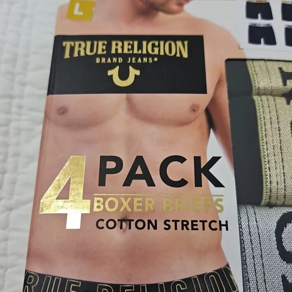 True Religion 4 Pack Boxer Briefs L (36-38) Cotton Stretch Stretch Old Money NEW